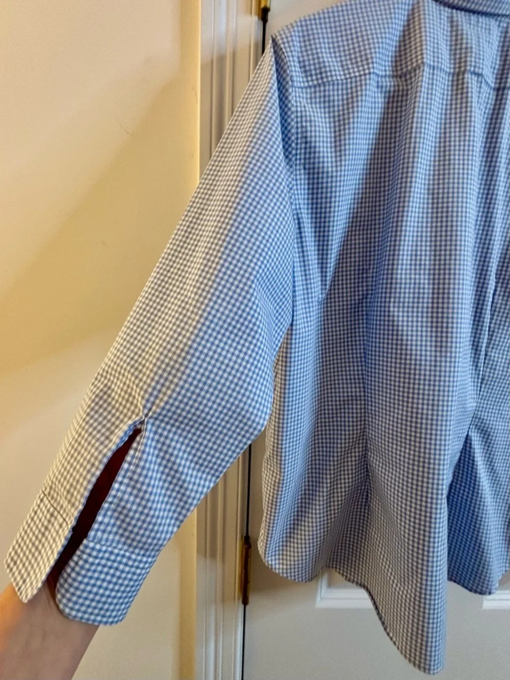 Lauren Ralph Lauren Button-Up Shirt Blue Gingham Check large non-iron cotton - Picture 6 of 7
